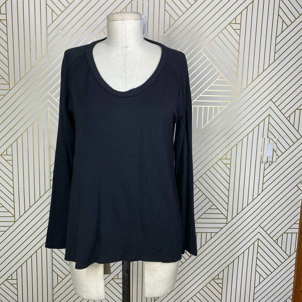 LNA Black Modal Long Sleeve Jersey Scoop Neck T-Shirt Size US XS